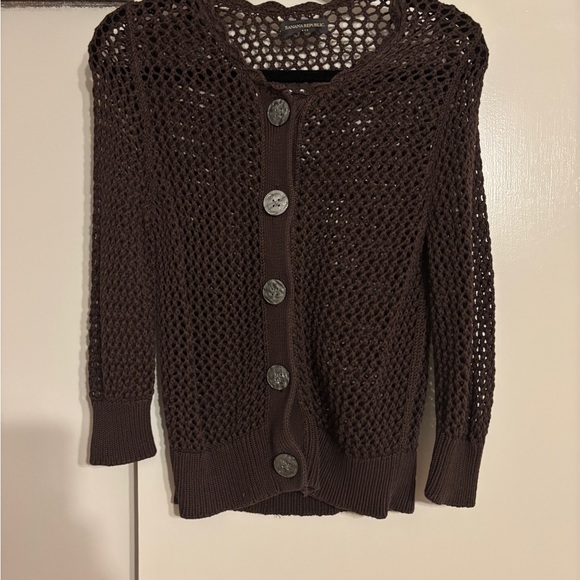 Banana Republic Sweaters - Banana Republic Dark Brown Open-Knit Cardigan